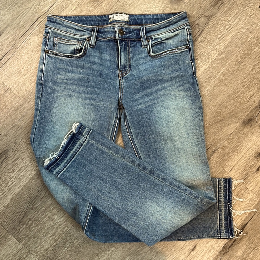 Free People split seam jeans with frayed hem